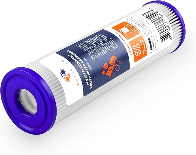 Aquaboon 5 Micron 10x2.5 Whole House Pleated Sediment Filter Cartridge for Well Water Filter Replacement Compatible with WFPFC3002, WHKF-WHPL, 4-Pack