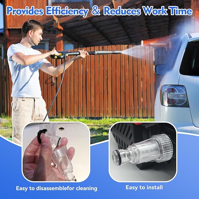 5Pcs Pressure Washer Water Inlet Filter Replacement, 3/4" Thread Quick Connector Car Washing Machine Water Filters for PW909103K Garden Hose Adapter