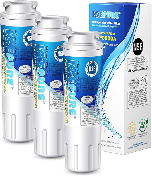 ICEPURE UKF8001 Compatible with Whirlpool EDR4RXD1, 4396395, Maytag UKF8001, UKF8001AXX, EveryDrop Refrigerator Water Filter 4, RFC0900A, UKF8001AXX-200, UKF8001P, 469006, PUR, Puriclean II, Pack of 3