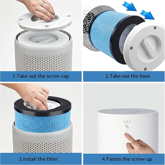 KEEPOW TPAP002 Hepa Filter Replacement Compatible with TOPPIN TPAP002 HEPA Air Purifier Comfy Air C1, Part # TPFF002 (2 Pack)