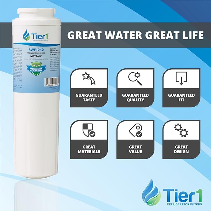 Tier1 UKF8001 Refrigerator Water Filter 3-pk | Replacement for Whirlpool Filter 4, EveryDrop EDR4RXD1, 4396395, Maytag UKF8001, FMM-2, UKF8001AXX-750, 469006, Fridge Filter