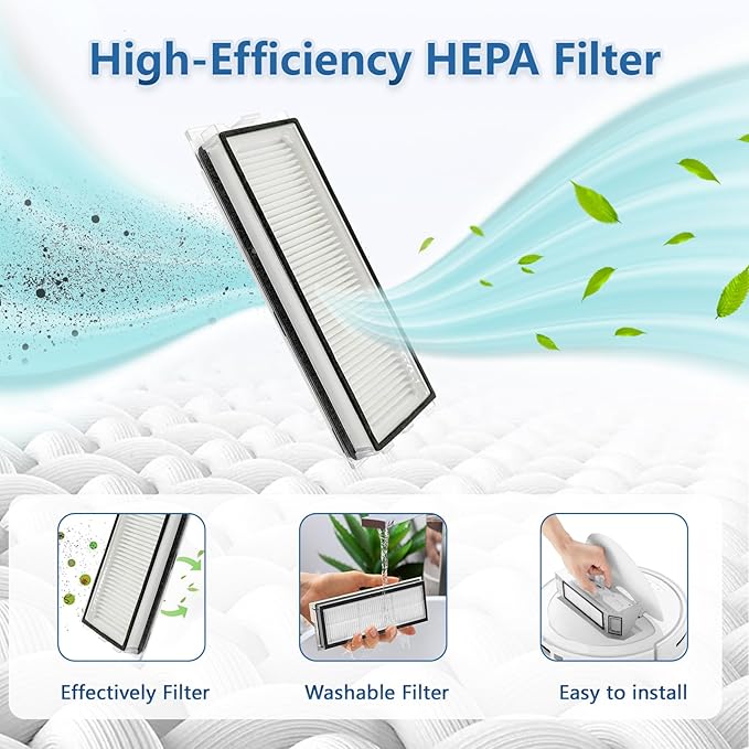 Accessories Kit for Roborock QV 35A/QV 35S Robot Vacuum, 2 Main Brush Roller, 4 Hepa Filters,4 Mop Pads, 4 Dust Bags, 6 Side Brush, 22 Pack Replacement Parts