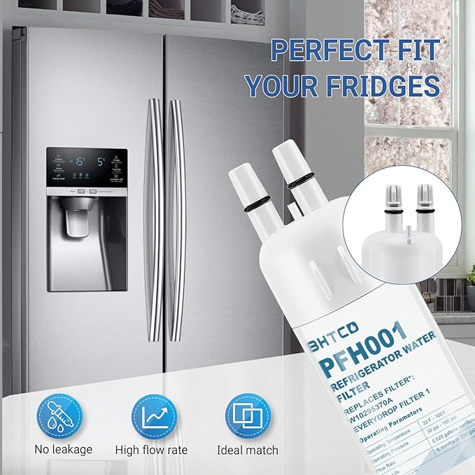 Water Filter Replaces WRS325SDHZ/ WRS325FDAM/ WRS325SDHW/ WRS325SDHB/ WRS325FDAW/ WRS325FDAB/ WRS325SDHV Model for Whirlpool Refrigerator- NSF Certified(3Pcs)