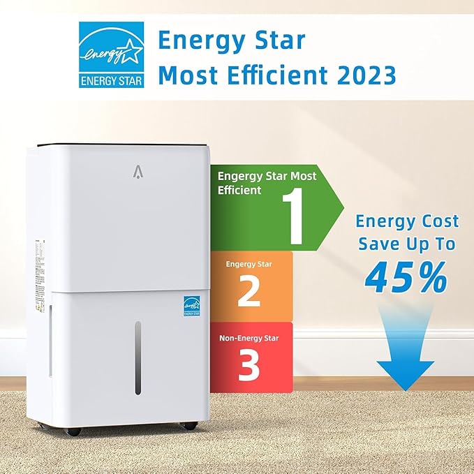 25-Pint Portable Efficient Dehumidifier for 2000 Sq.Ft – Compressor Unit with Smart Humidity Control, Adjustable Airflow & Timer, Ideal for Basements, Crawl Spaces, Garages & Large Rooms