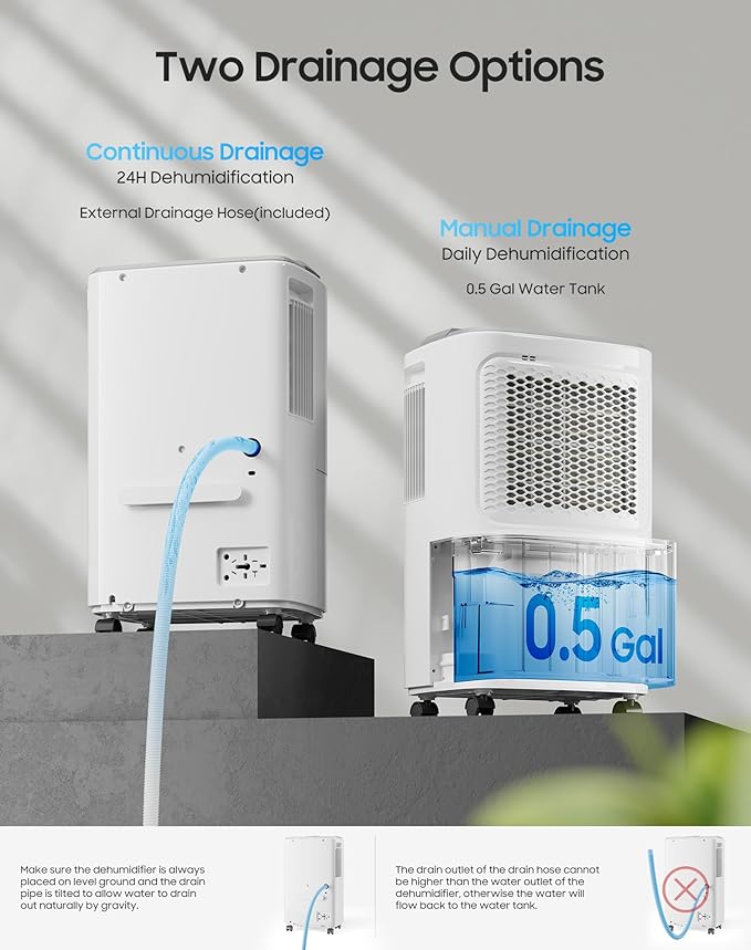 2500 Sq.Ft Dehumidifier for Basement Home, ASAHWo 34 Pints Dehumidifier with Drain Hose, Quiet Portable Dehumidifiers for Bathroom Large Room, Bedroom, Auto Defrost,Smart Humidity Control,24H Timer