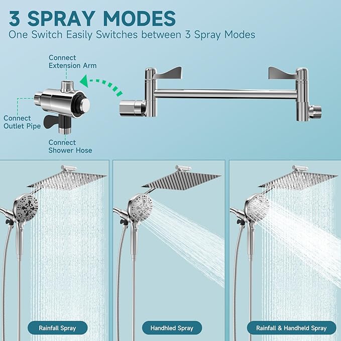 Filtered Shower Head With Handheld Combo,Detachable Dual Showerhead with Magnetic Docking,High Pressure 10" Stainless Steel Rain & 5" Handheld with Water Flow Control,69" Hose - Chrome