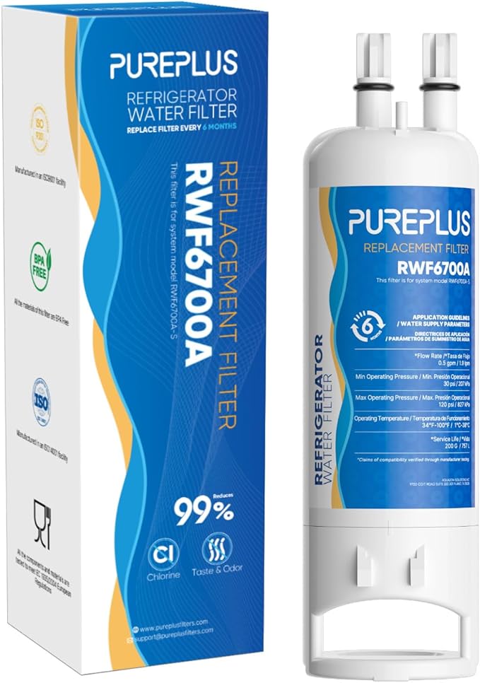 PUREPLUS EDR1RXD1 Replacement for Everydrop® Filter 1, W10295370A, W10295370, EDR1RXD1B, P8RFWB2L, P4RFWB, Kenmore® 46-9081, 46-9930, WD-F38,WRS325SDHZ Refrigerator Water Filter, 1 Pack