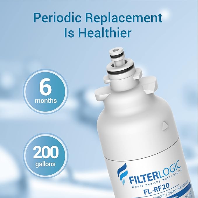 Filterlogic ADQ73613401 Refrigerator Water Filter, Replacement for LG® LT800P®, LT800PC, ADQ736134, ADQ73613402, LSXS26326S, LSXS26366S, LMXS30776S, LSXS26366D, LMXC23746S, 46-9490, 469490, Pack of 3