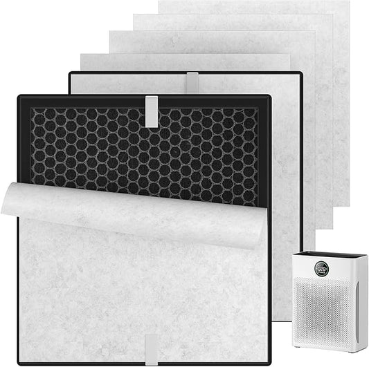 2 Pack PR1 Replacement Filter, Compatible with MOOKA PR1 Air Purifier, H13 True HEPA Filter for Home Large Room, Removes Pollen Dander Smoke Pet Hair Dust (includes 6pcs Washable Pre Filter)