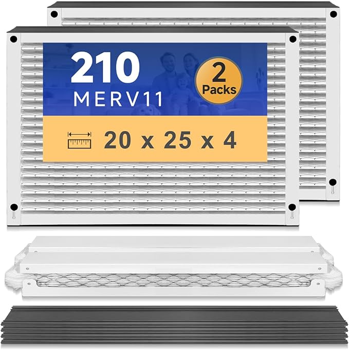 210 MERV11 Air Filter 20x25x4 for AirPurifiers Model 1210, 1620, 2120, 2200, 2210, 2216, 3210, 4200, and 2200 with Upgrade Kit 1213 Pleated HVAC AC Furnace Filter Replacement 2 Packs