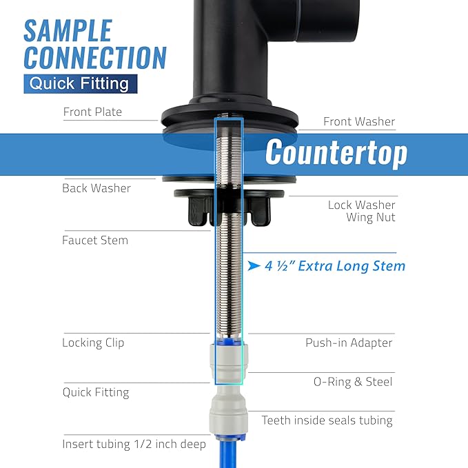 iSpring GA3-ORB Drinking Water Faucet for Kitchen Sink with 3/8" Connector, Heavy Duty Lead-Free Reverse Osmosis Faucet for RO System, Non-Air Gap 100% Stainless Steel RO Faucet, Oil Rubbed Finish