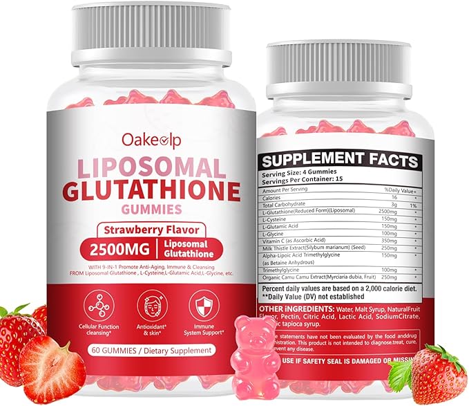 Extra Powerful 2500MG Liposomal Glutathione Gummies for skin whitening,Enhance 98% Absorption-Complex L-Cysteine,L-Glycine,Milk Thistle for Support Liver Function, Antioxidant for Aging Alleviation