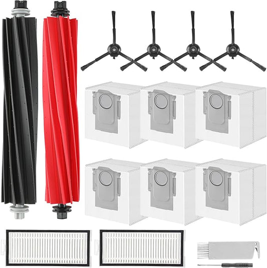Q5 Max+ Accessories Replacement Parts Compatible with Roborock Q5 Max+, Q5 Pro+, Q8 Max+, Q5 DuoRoller+ Robot Vacuum Cleaners, Include Dual Roller Brush,4 Side Brush,2 Filters,6 Bags,2 Tools