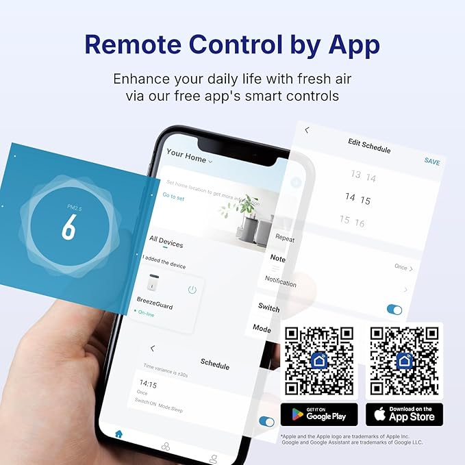 RIA Smart Air Purifier BreezeGuard 2-in-1 with Built-In Humidifier, Industrial-Grade Air Cleaner, for Large Homes up to 2500 SqFt, Smart App Remote Control, Removes Wildfire Smoke, PM2.5, Allergens