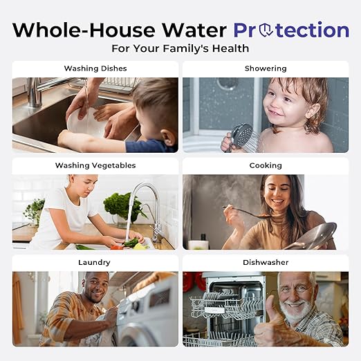 iSpring Ultimate Protection Whole House Water Filter System, Reduces Heavy Metals, Scale, Chlorine, Chloramine, Hydrogen Sulfide, 3-Stage Filtration, 1" Inlet/Outlet, Model: WGB31B-KDS