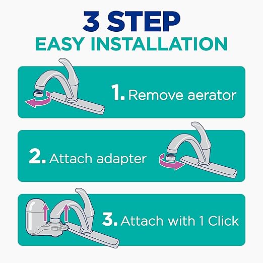 PUR Plus Vertical Faucet Mount Water Filtration System, Lead-Reducing Water Filter For Sink Faucet, Easy Install, 100 Gallons, Compatible with Sinks with External Aerators, Grey