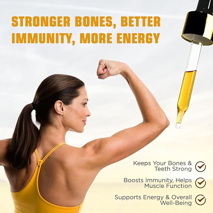 Vitamin D2 Liquid Drops 8,000 USP (Ergocalciferol) | 400 IU per Serving | 2 Drops Once Daily | 1,200 Servings, 60ml (2 fl. oz) | Faster Absorption | Bone, Muscle & Immune Support | Made in USA