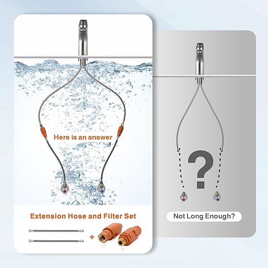 RULIA, Water Filter Pieces, Impurity Filter Attachment, Household Water Pre Filtration with Extension Hose, Reusable Sink Water Filter, 2 Piece, RB2029