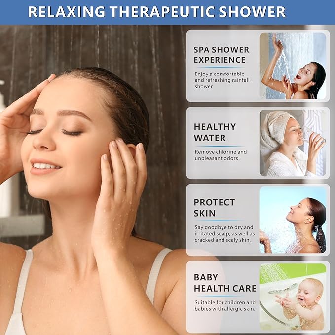 Voolan Filtered Shower Head - 20 Stage Luxury Rain Shower Filter For Hard Water for Remove Chlorine and Harmful Substances - 4.5" Round High Pressure Rainfall Showerhead (Chrome)