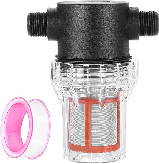 uxcell Pressure Washer Filter 1/2" NPT Female Thread, Inline Mesh Strainer Attachment, Outlet for Pipe Strainer, Stainless Steel Screen with Sealant Tape (Size:200 Mesh)