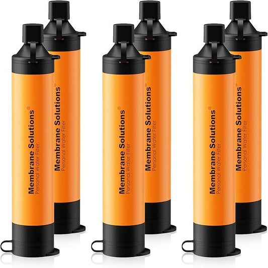 Membrane Solutions Straw Water Filter S1, NSF/ANSI 42&372&401 certificated, Survival Filtration Portable Gear, Emergency Preparedness, Supply for Drinking Hiking Camping Team Family Outing