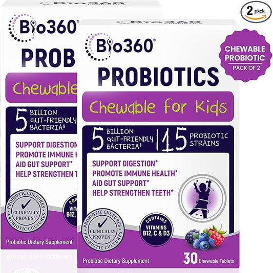 Probiotics for Kids - 15 Strains & 5 Billion CFU Supports Brain, Immune & Digestive Health - Kids Probiotic Chewable with Organic Prebiotics for Gut & Constipation, Mixed Berry Flavor, 60 Count