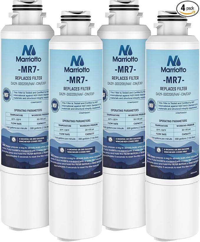 MARRIOTTO Compatible with Samsung DA29-00020B Refrigerator Water Filter, DA29-00020B, DA29-00020A, HAF-CIN/EXP, 46-9101 Refrigerator Water Filter, 4 Pack