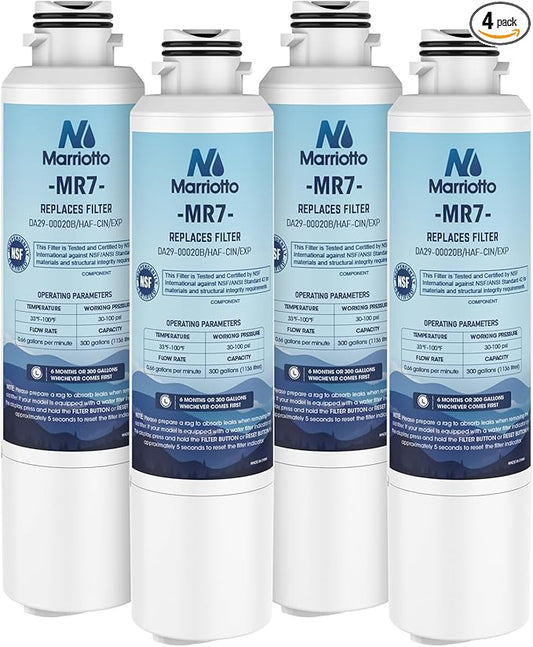 MARRIOTTO Compatible with Samsung DA29-00020B Refrigerator Water Filter, DA29-00020B, DA29-00020A, HAF-CIN/EXP, 46-9101 Refrigerator Water Filter, 4 Pack