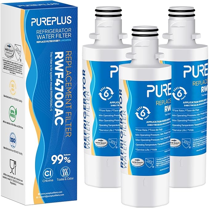 PUREPLUS ADQ747935 Replacement for LG LT1000P, Kenmore 9980, LT1000, LT1000PC, MDJ64844601, ADQ74793501, ADQ74793502, LMXS28626S, LMXS30796S, Refrigerator Water Filter, Model: RWF4700AC, 3Pack