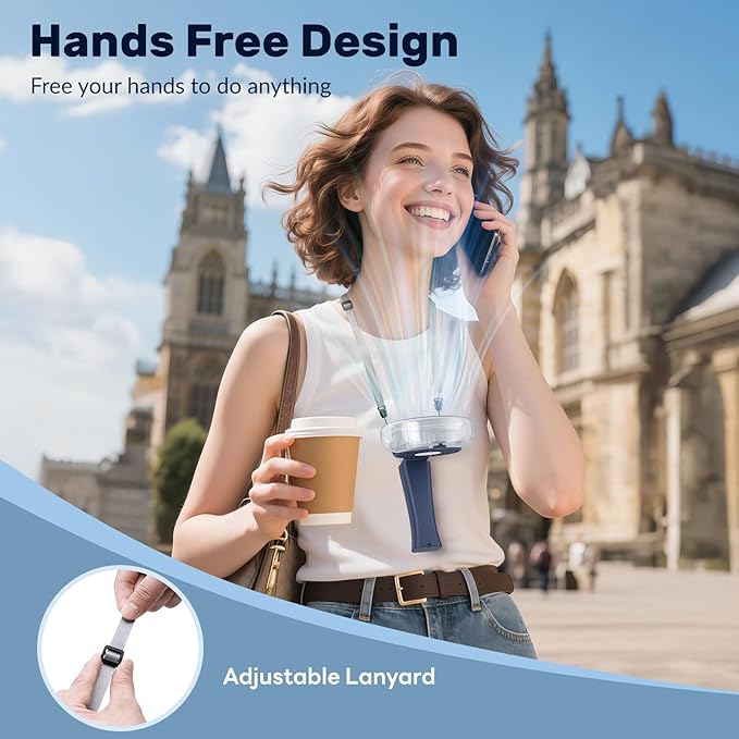 HandFan 4000mAh Upgraded Handheld Misting Fan, 50ml Water Tank, Rechargeable Personal Mister Fan Portable AC, Spray Water Mist Fans, Foldable Cooling Ice Fans for Beach Travel Disney(Royal Blue)