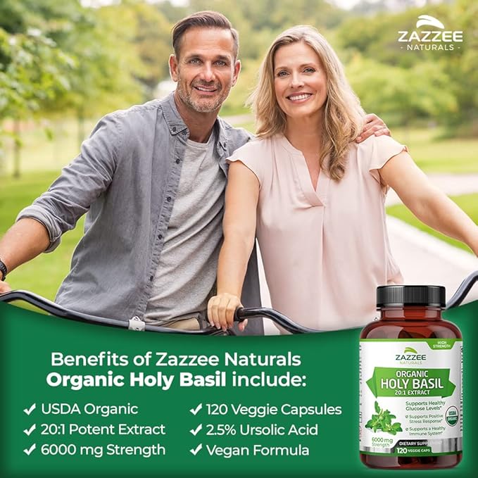 Zazzee Extra Strength Astragalus Root and Extra Strength USDA Organic Holy Basil Tulsi Extract