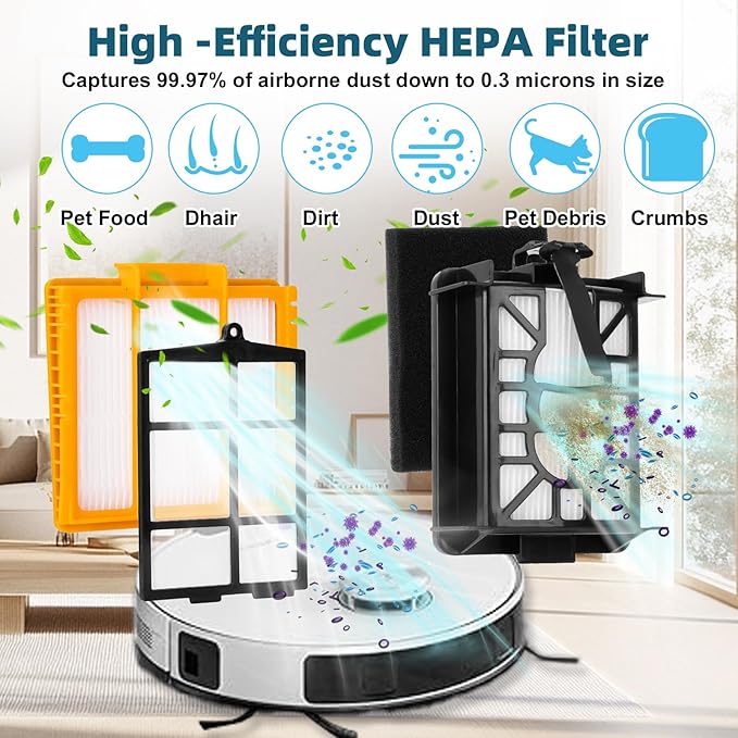 Accessories Kit Replacement Part for Shark Power Detect/Detect Pro AV2800ZE AV2810YS AV/RV2820ZE/YE Robot Vacuum,Main Brush,Primary Filters,Foam Filters,Pre/(Post)-Motor Filters,Side Brush (18 Pack)