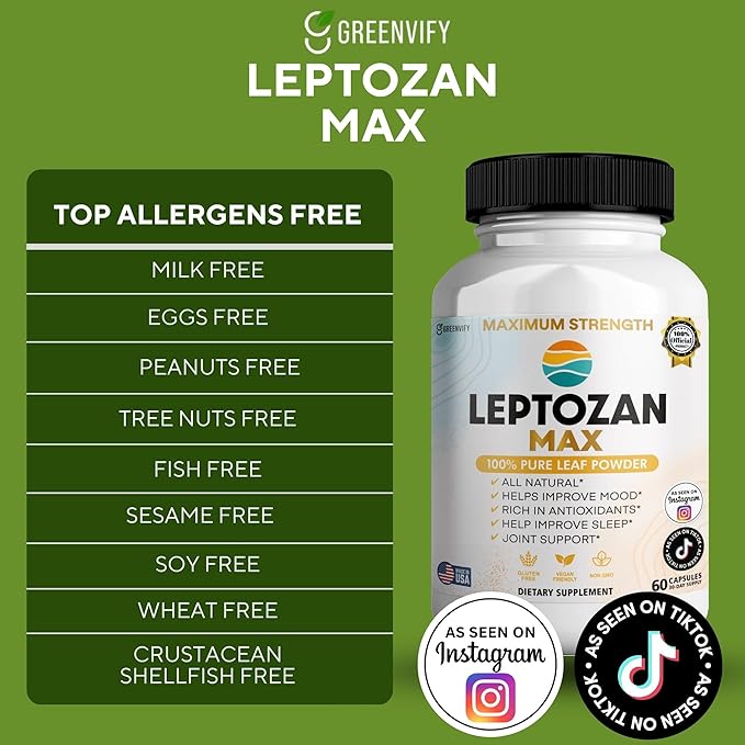 Leptozan Max, 800mg Horseradish Tree Moringa Supplement, 60 Veggie Capsules, 30 Day Supply (3)