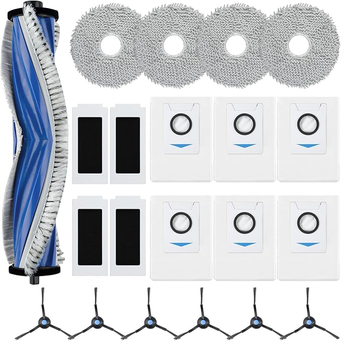 21 Pack T30S Replacement Parts for ECOVACS DEEBOT T30S/T30S Pro Robot Vacuum Accessories Kit, Includes 1 Main Brushes, 4 HEPA Filters, 4 Mop Cloth Pads, 6 Dust Bags, 6 Side Brushes