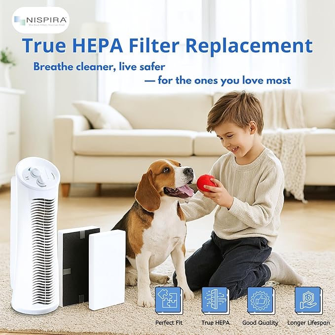 Nispira U Filter HRF201B Replacement 2-in-1 HEPA Activated Carbon For Honeywell Febreze Air Purifier FRF102B FRF101B | FHT190 FHT180 FHT170 HHT270 HHT290 | Removes Smoke, Pollen, Dust | 1 Pack