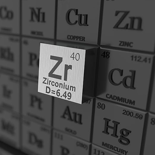 Zirconium Cube - Metal Element Cubes - Laser Engraved Density Cube Set for a Periodic Table of Elements Collection - (Zirconium, 1 inch)