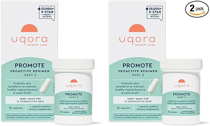 Uqora Promote - Support Vaginal Health* - Probiotic for Women with Lactoferrin, Lactobacillus Acidophilus & Lacticaseibacillus Rhamnosus - Vaginal Probiotics - Gluten-Free - 30 Capsules (2 Pack)