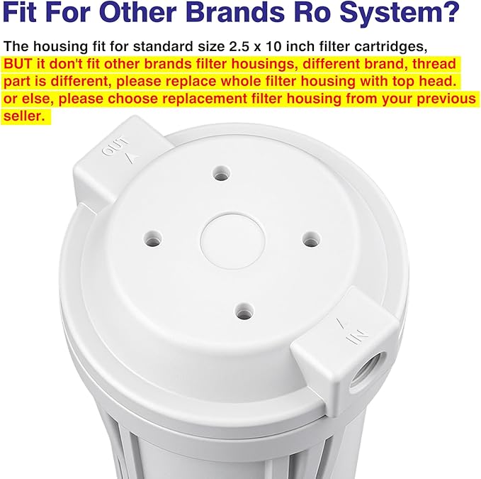 Geekpure 10 Inch Reverse Osmosis Water Filter Housing for RO Filtration System -1/4" Port-2.5"