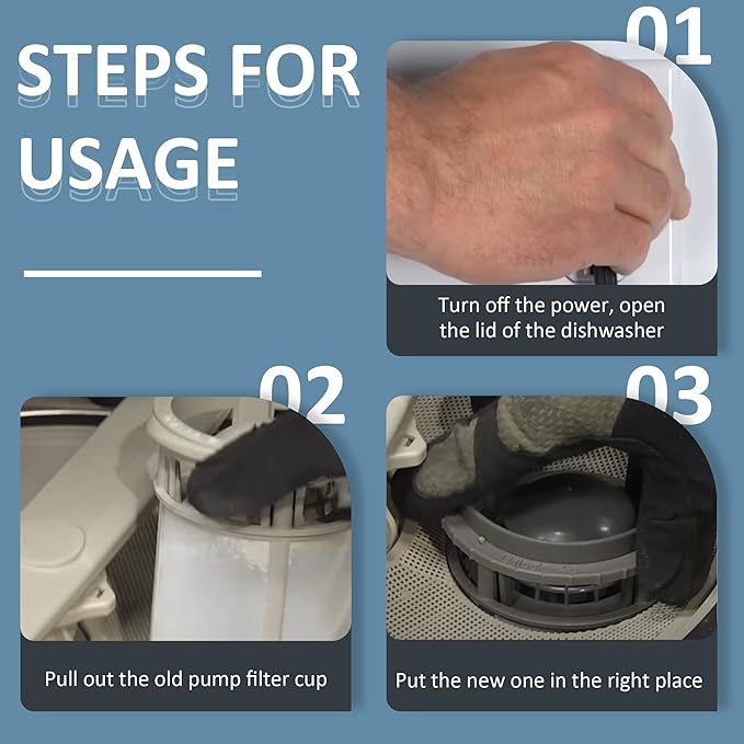 W10872845 Dishwasher Pump Filter Cup Replacement for Whirlpool Kenmore Amana Kitcheniad Dishwasher - Replace Part 8579307 W10142911 W10056425 W10056426 (Update Version)