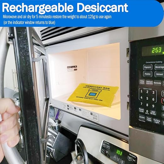 100g Rechargeable Desiccant Silica Gel Beads Pack Lab Desiccants Bag Rechargeable Moisture Absorbing for Storage Bins and Totes(3pack)