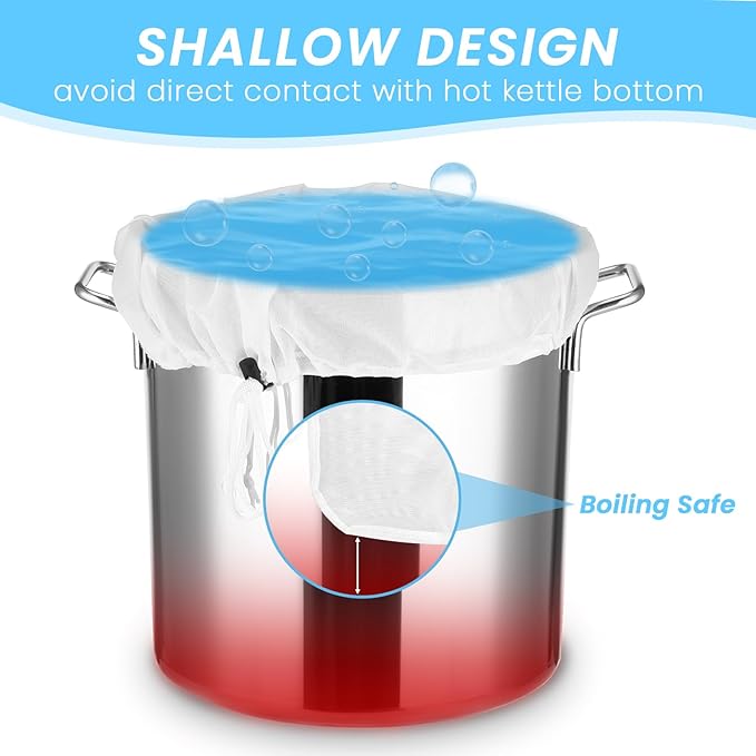 10 Pack 26"x22" Brew Bag, Extra Large Straining Bag, Reusable Fine Mesh Bag, White Drawstring Filter Bag for Beer, Nut Milk, Cold Brew, Wine, Coffee, Tea, Grain