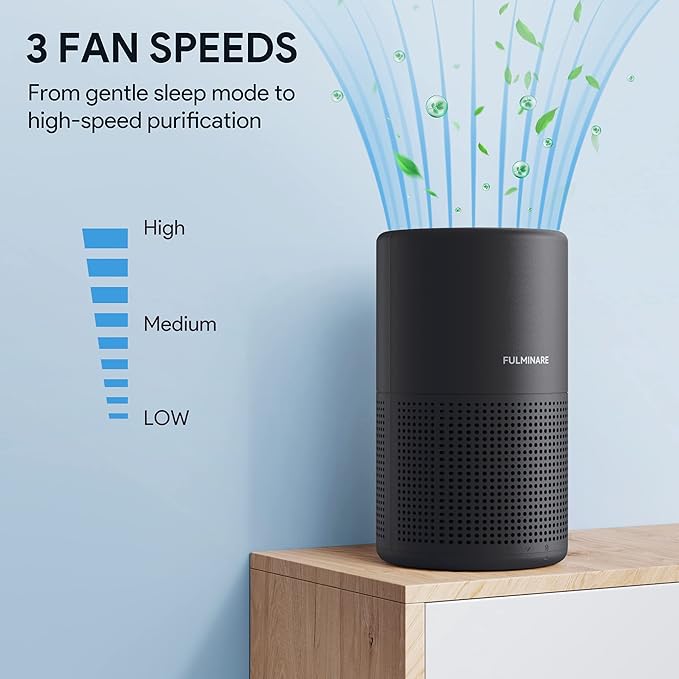 Air Purifiers for Bedroom, FULMINARE H13 True HEPA Air Filter, Quiet Air Cleaner With Night Light,Portable Small Air Purifier for Home, Office, Living Room Black