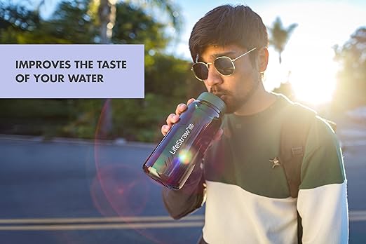 LifeStraw Go Series – BPA-Free Water Filter Bottle for Travel and Everyday Use Removes Bacteria, Parasites and Microplastics, Improves Taste, 1L Aegean Sea