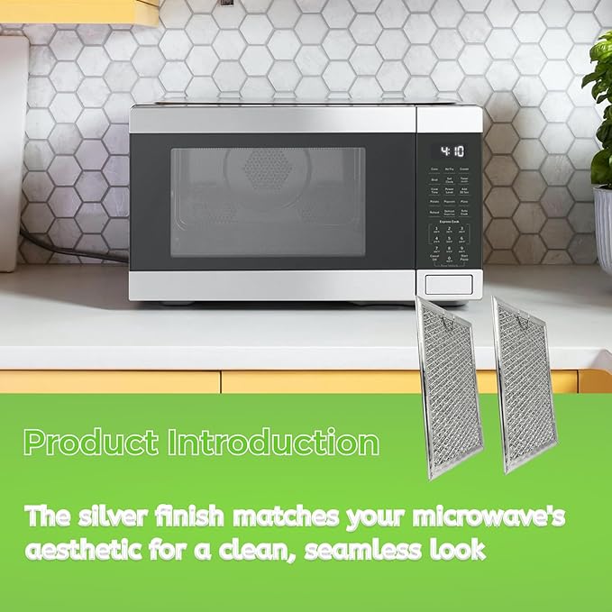 2Pcs Microwave Aluminum Grease Filter Replacement Fit for JVM6175EK5ES JVM6172SK5SS JVM6175SK5SS JVM6175YK5FS Oven Grease Filters Parts Silver