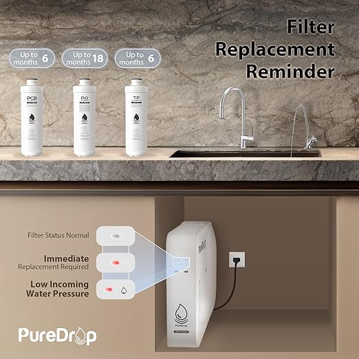 PDR-100RO 3-Stage Under Sink Reverse Osmosis Drinking Water Filtration System, 100 GPD Fast Flow Built-in Tank RO Water Filter System, Reduce PFAS