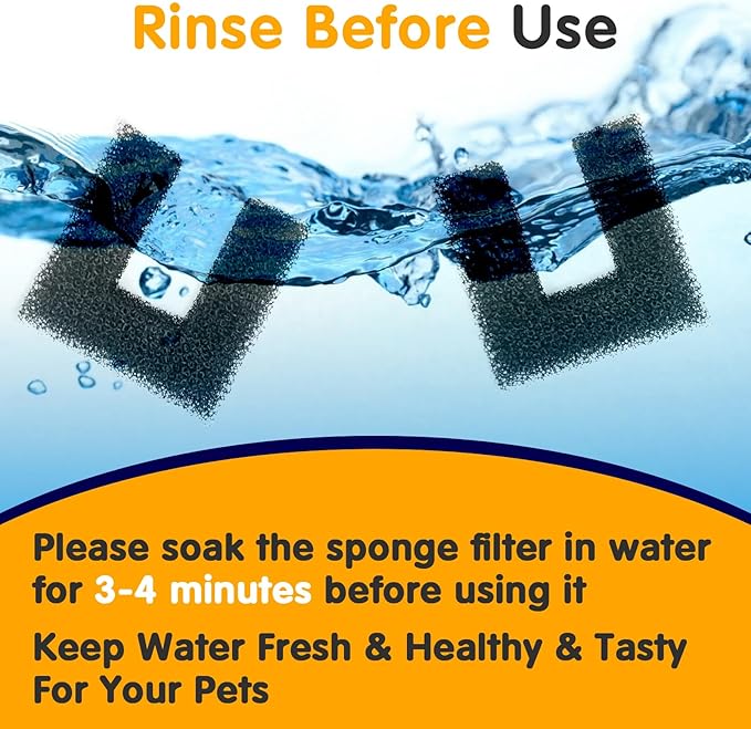 12-Pack Cat Water Fountain Foam Filters - Pet Filter Replacement for 135oz/4L and 118oz/3.5L Dog Drinking Fountain - Universal Black