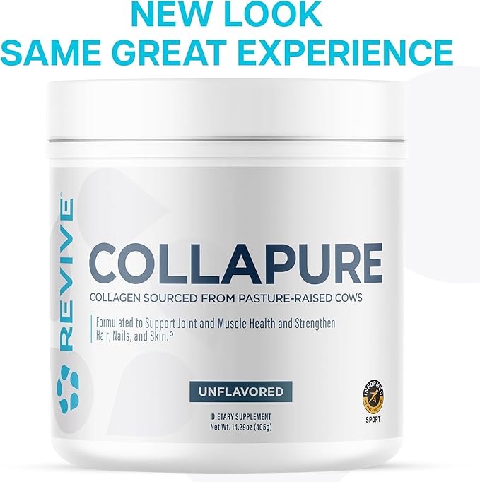 Revive MD CollaPURE Collagen Peptides Powder for Women & Men, Unflavored - Type I & Type III Grass-Fed Collagen Supplements for Hair, Skin, Nails, Bones & Joint Health - No Fillers - 30 Servings