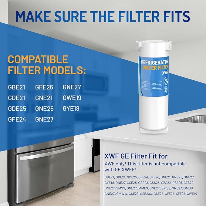 XWF (Not XWFE) Water Filter Replacement for ge XWF Water Filter, Replacement for ge WR17X30702 GBE21 GDE21 GDE25 GFE24 GFE26 GNE21 GNE25 GNE27 GNE27 GWE19 GYE18 Filter | 3pack