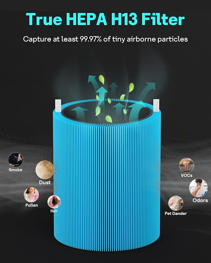 Leemone Blue Pure 411 Series AllergenBlock Filter Compatible with Blueair Blue Pure 411, 411 Auto, 411+ Air Purifier, 2 Pack