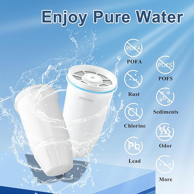 8 Pack Water Filter Replacement for Zero Water, New Resin Filtration System 0 TDS 0 Leak, Compatible with Zero Water Pitcher and Dispenser, Reduce Lead/Chromium/PFOA/PFOS by TOMOON